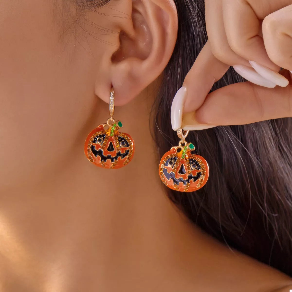 Pumpkin Drop Earrings - Orange One Size