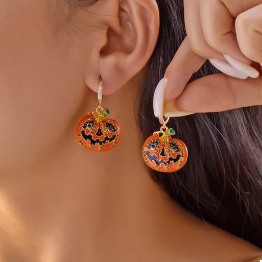 Pumpkin Drop Earrings - Orange One Size
