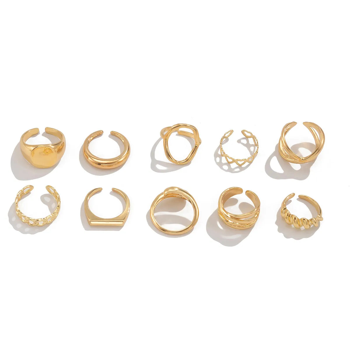 10-Piece Alloy Geometric Ring -