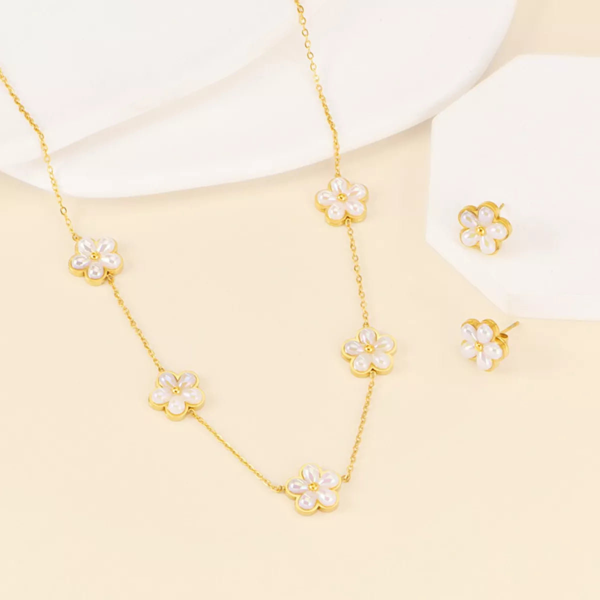 Gold Flower Jewelry Set -