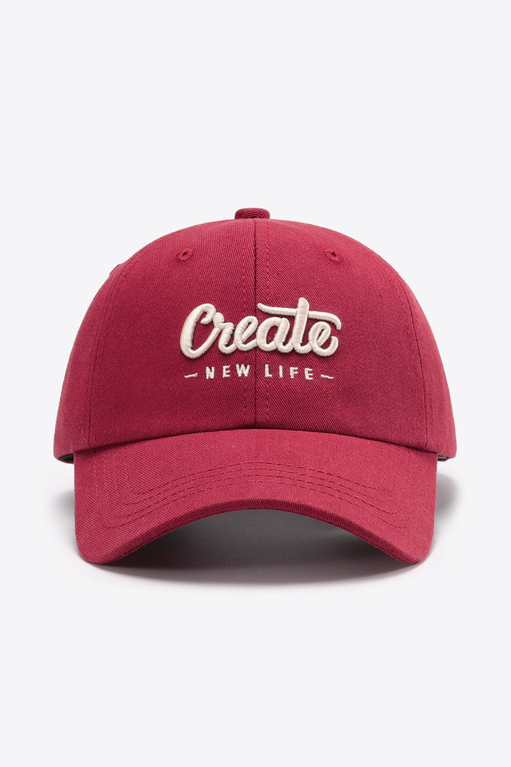 CREATE NEW LIFE Adjustable Cotton Baseball Cap - Deep Red One Size