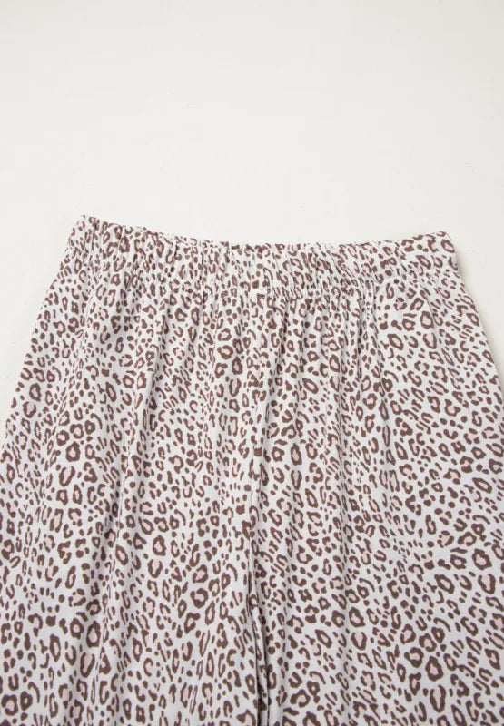 Leopard Long Sleeve Top and Pants Lounge Set -