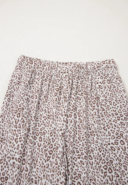 Leopard Long Sleeve Top and Pants Lounge Set -