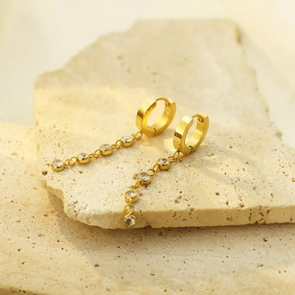 Hoop Drop Earrings - Gold One Size