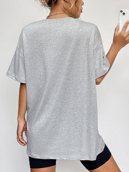 Round Neck Short Sleeve Ghost Graphic T-Shirt - Cloudy Blue