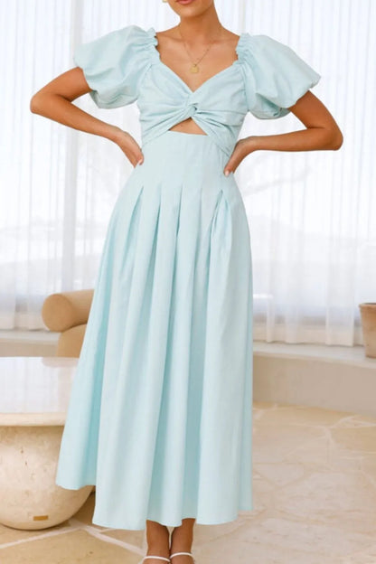 Sweetheart Neck Puff Sleeve Dress -