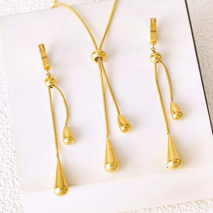 Teardrop Pendant Necklace and Earrings Jewelry Set -