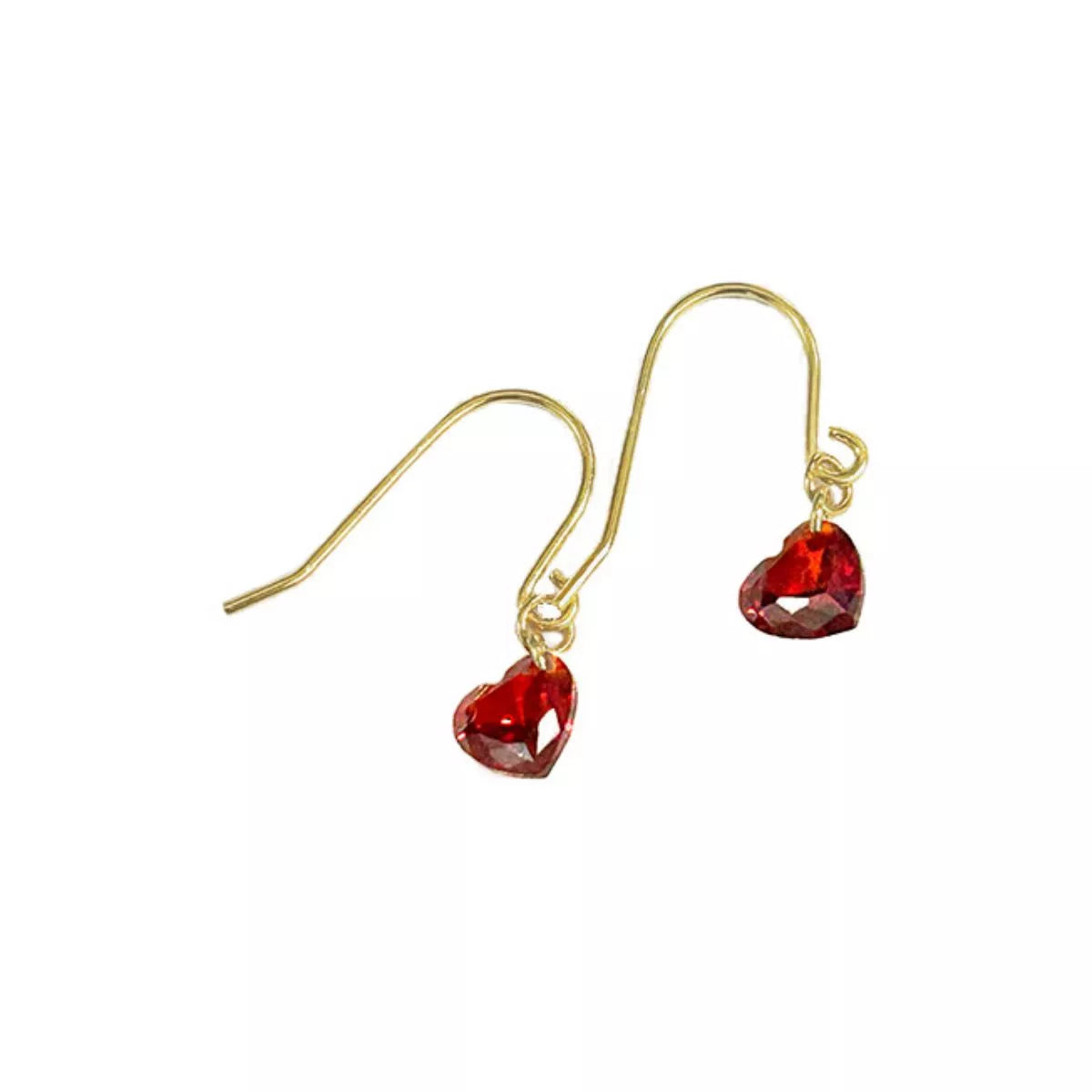 Zircon Heart Drop Earrings -