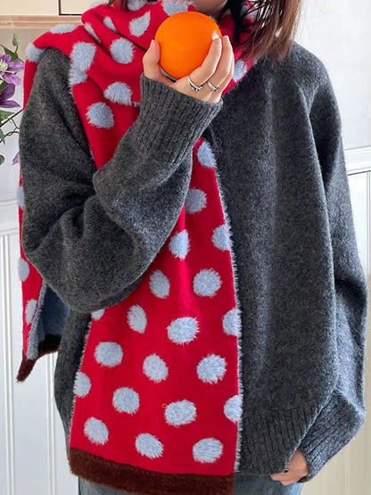 Fuzzy Polka Dot Scarf -