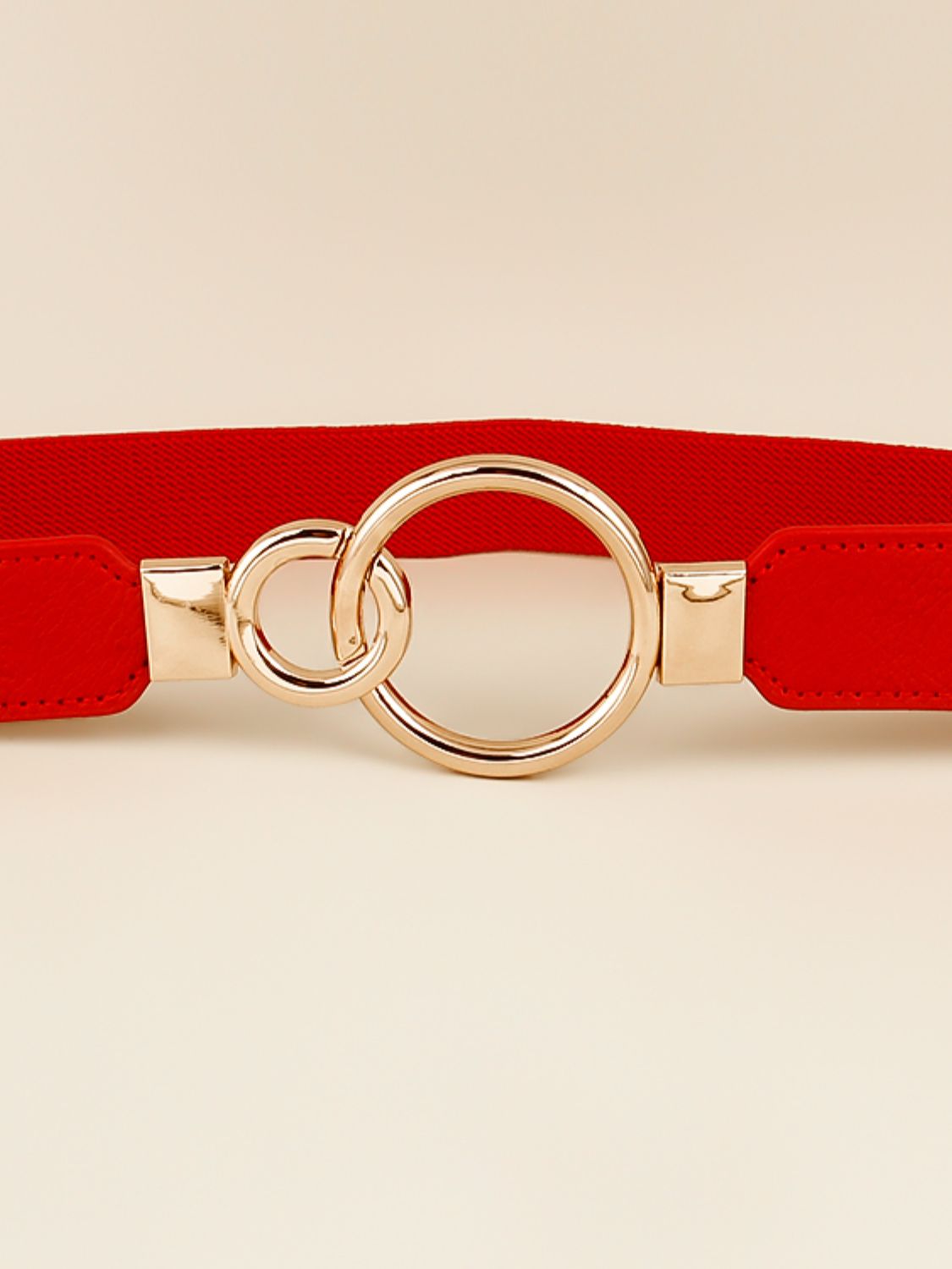 Double Ring Buckle Elastic PU Belt -