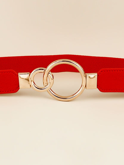 Double Ring Buckle Elastic PU Belt -