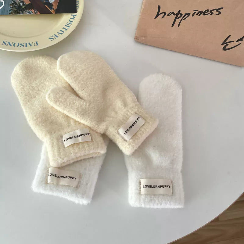 Warm Plush Knitted Mitten Gloves -