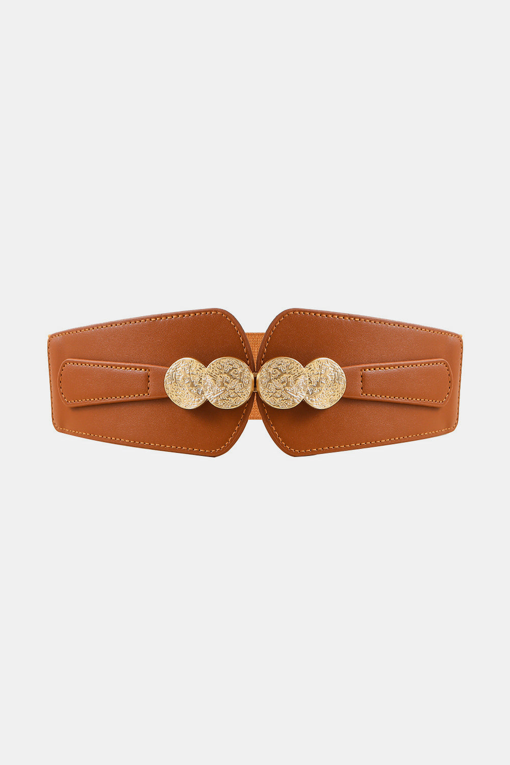 Alloy Buckle Elastic Belt - Caramel One Size