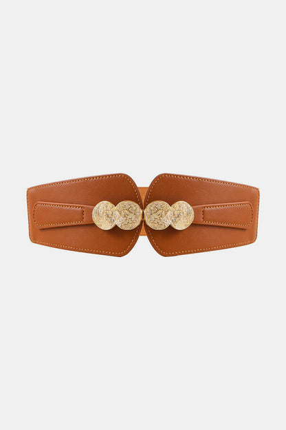 Alloy Buckle Elastic Belt - Caramel One Size