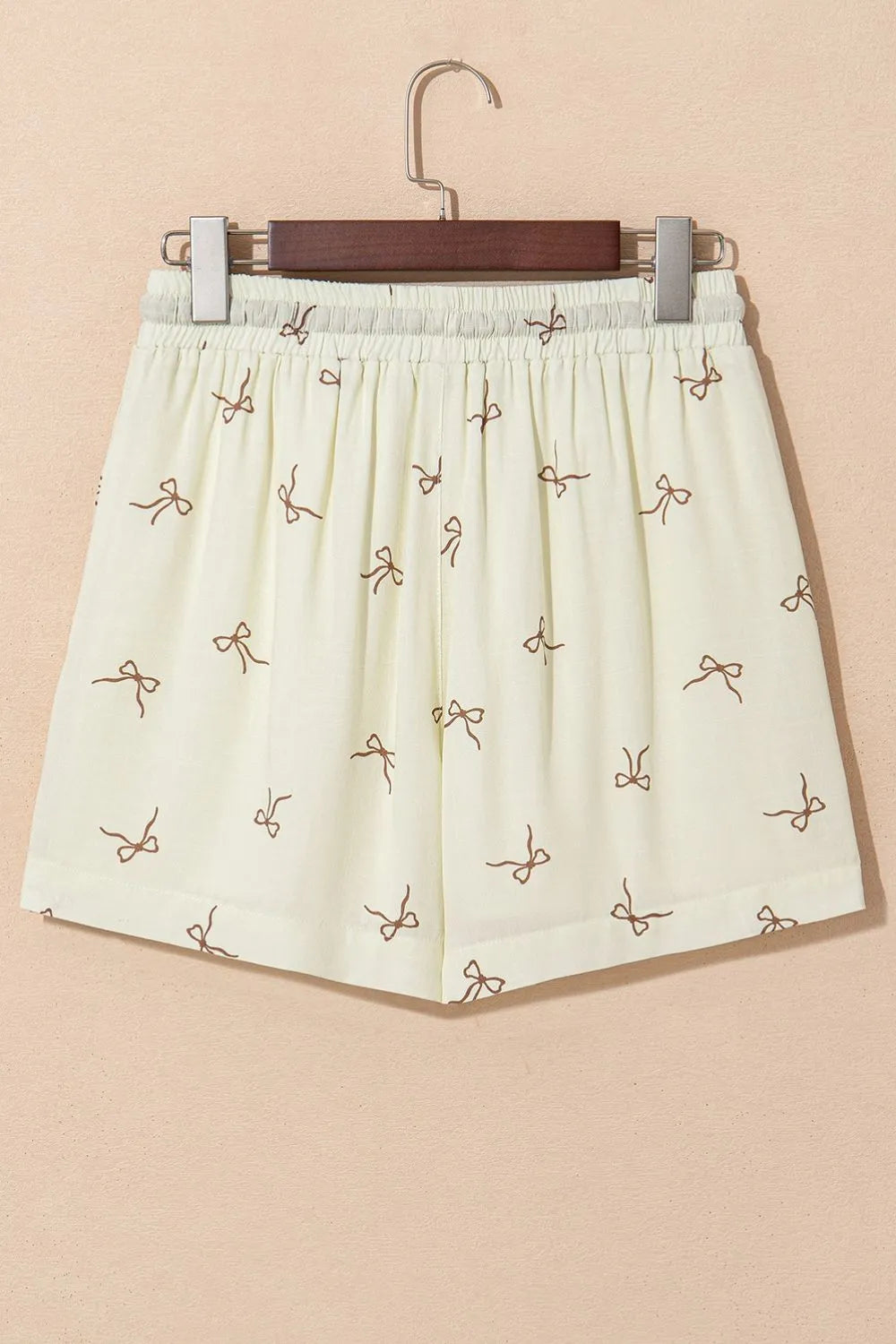 Bow Print Lace Drawstring Casual Shorts -