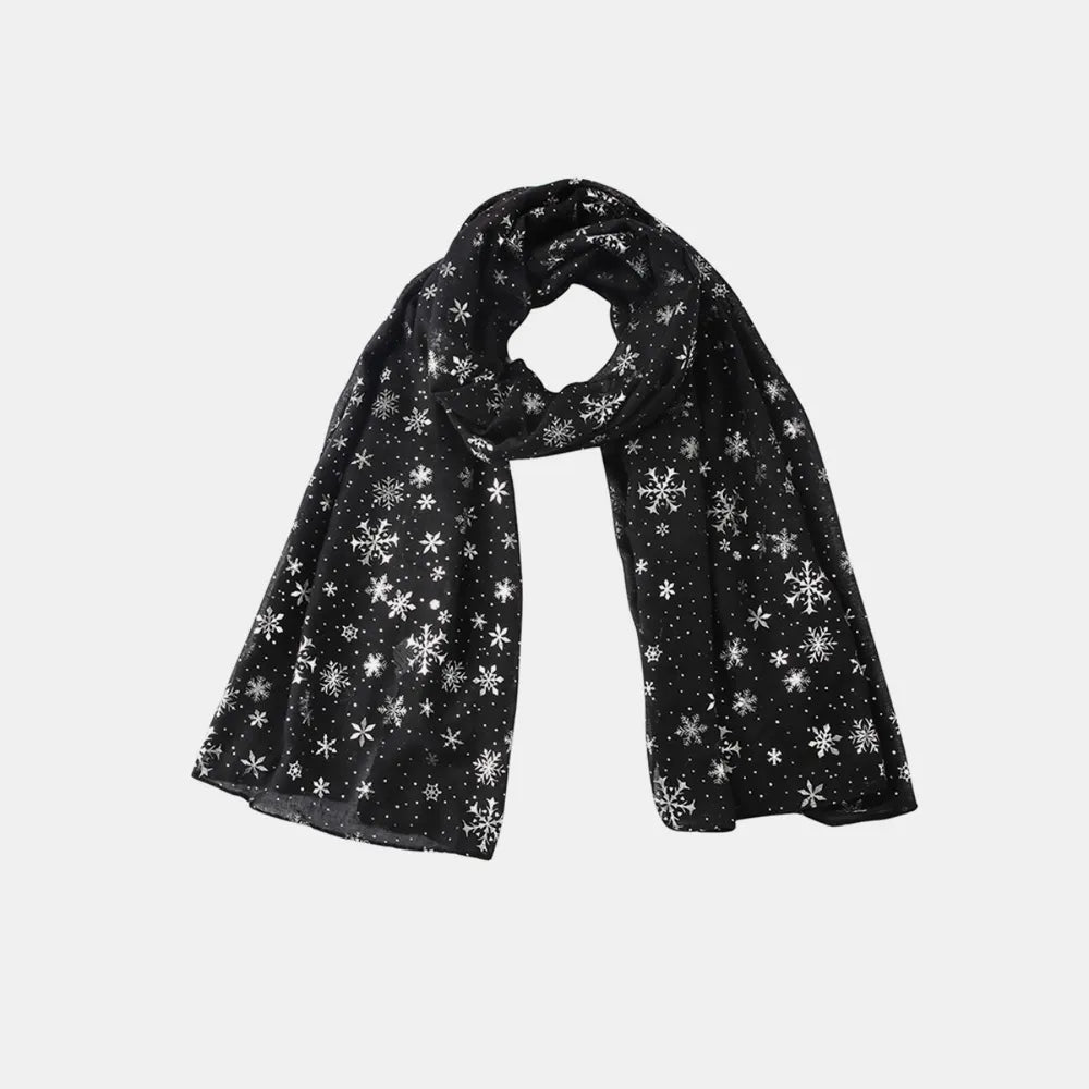 Thermal Snowflakes Polyester Scarf - Black One Size