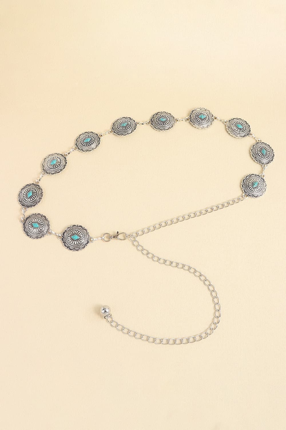 Vintage Turquoise Alloy Belt - Style C One Size