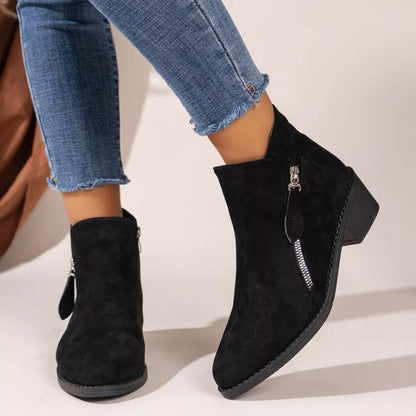 Point Toe Block Heels Boots -