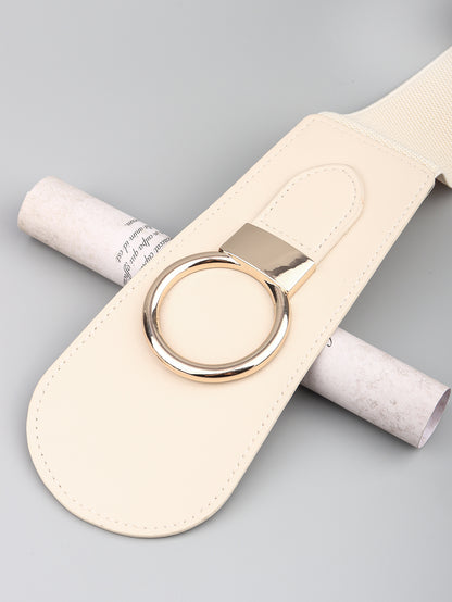 PU Elastic Wide Belt with Alloy Buckle -