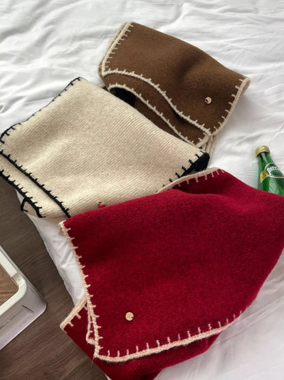 Contrast Trim Knit Scarf -