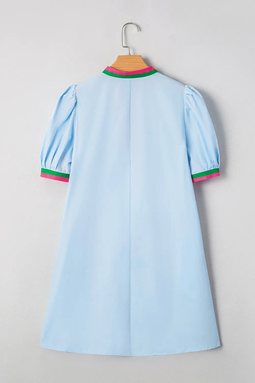 Notched Puff Sleeve Swing Dress -