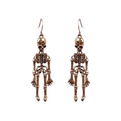 Skeleton Alloy Earrings - Gold One Size