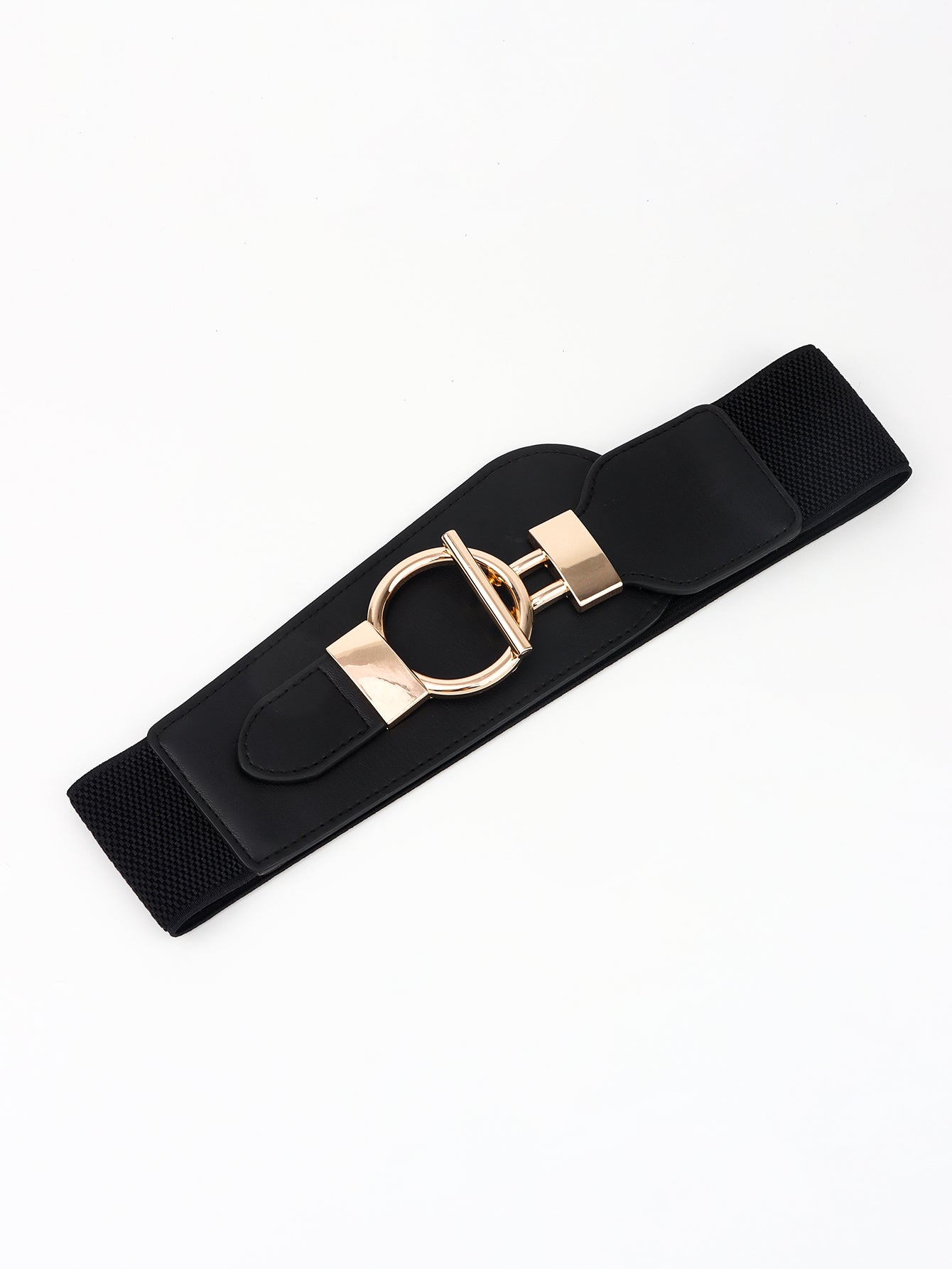PU Elastic Wide Belt with Alloy Buckle -