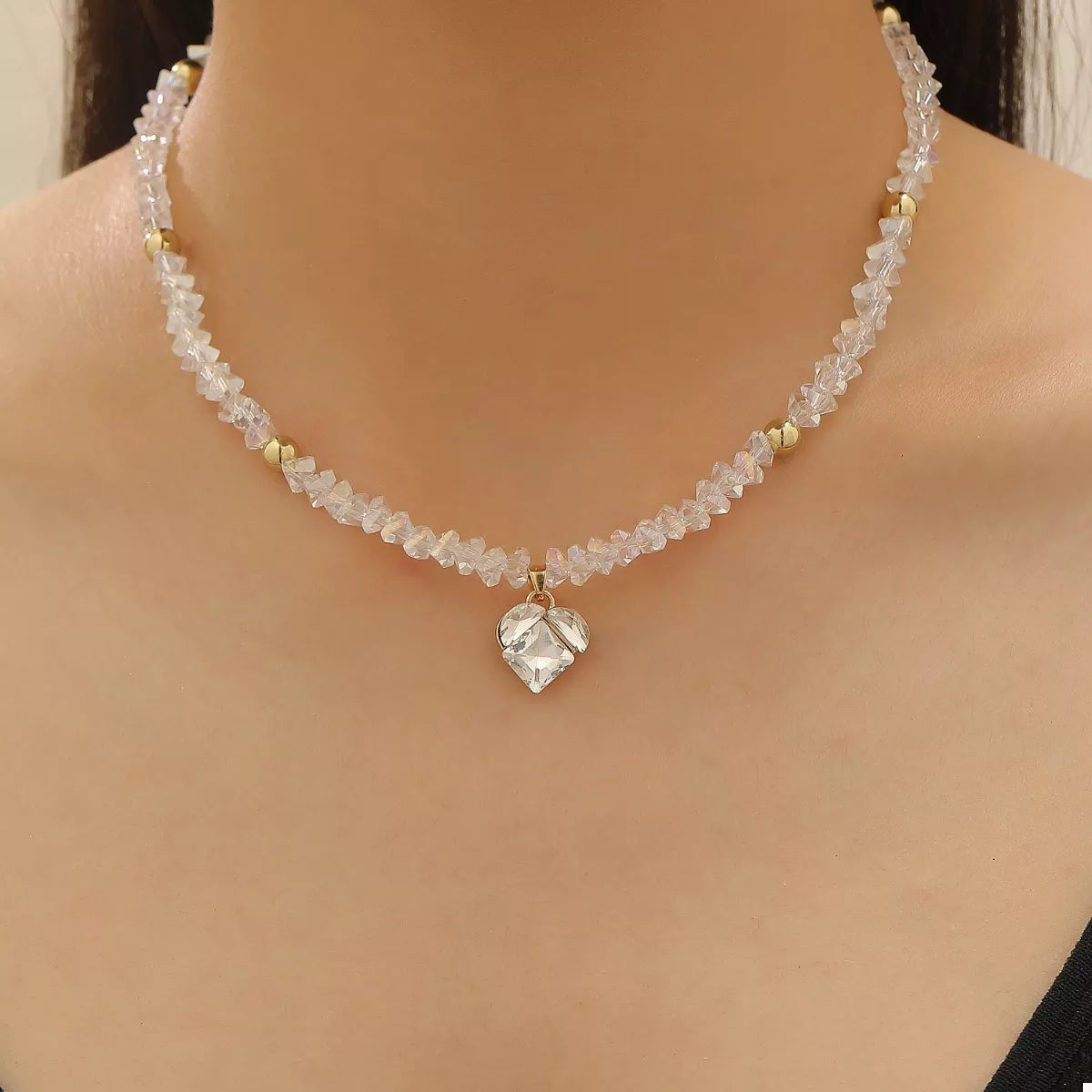 Pearl & Heart Pendant Necklace - Style E One Size