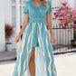 Smocked High-Low Printed Surplice Dress | AdoreStarr