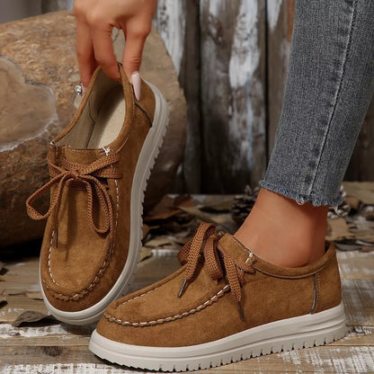 Lace-Up Round Toe Loafers -