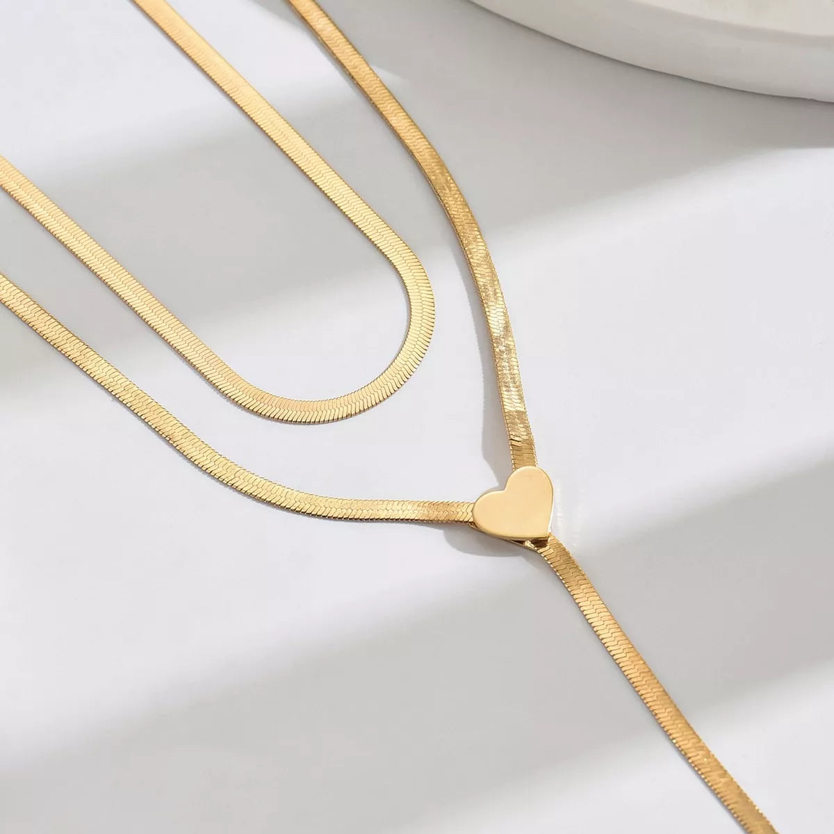 2-Piece Gold-Plated Heart Necklace -