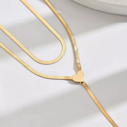 2-Piece Gold-Plated Heart Necklace -