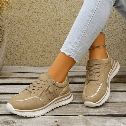 Round Toe Lace Up Sneakers -