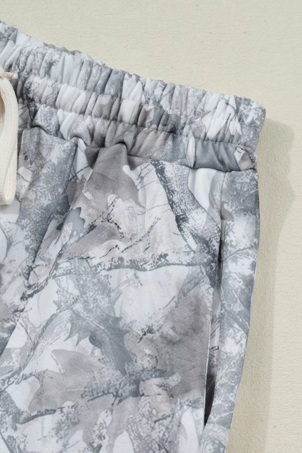 Abstract Camo Print Baggy Pullover Shorts Set -
