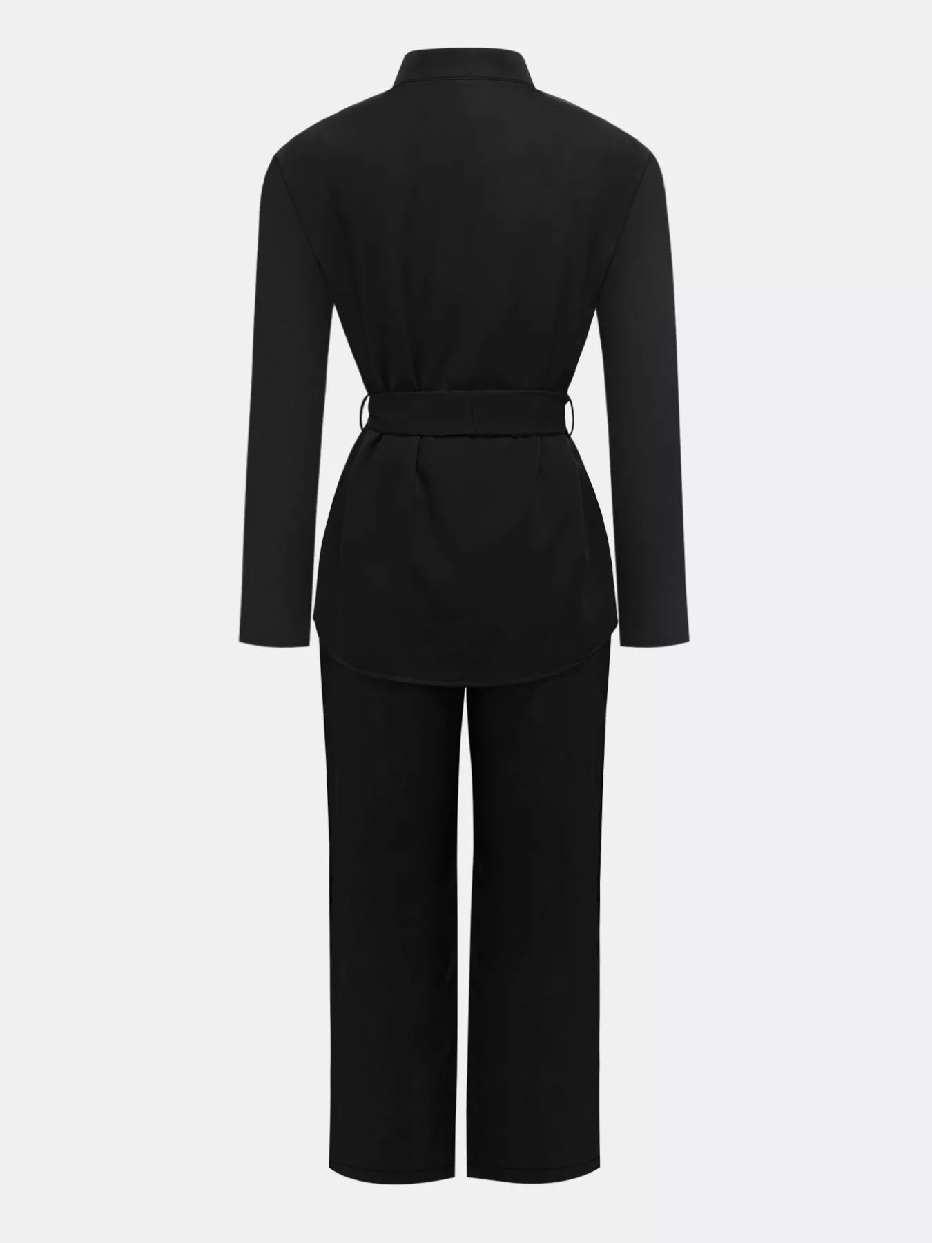 Tie-Waist Long Sleeve Top and Pants Set -