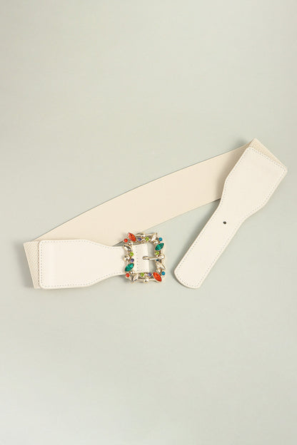 Multicolored Leaf Buckle Elastic Belt -