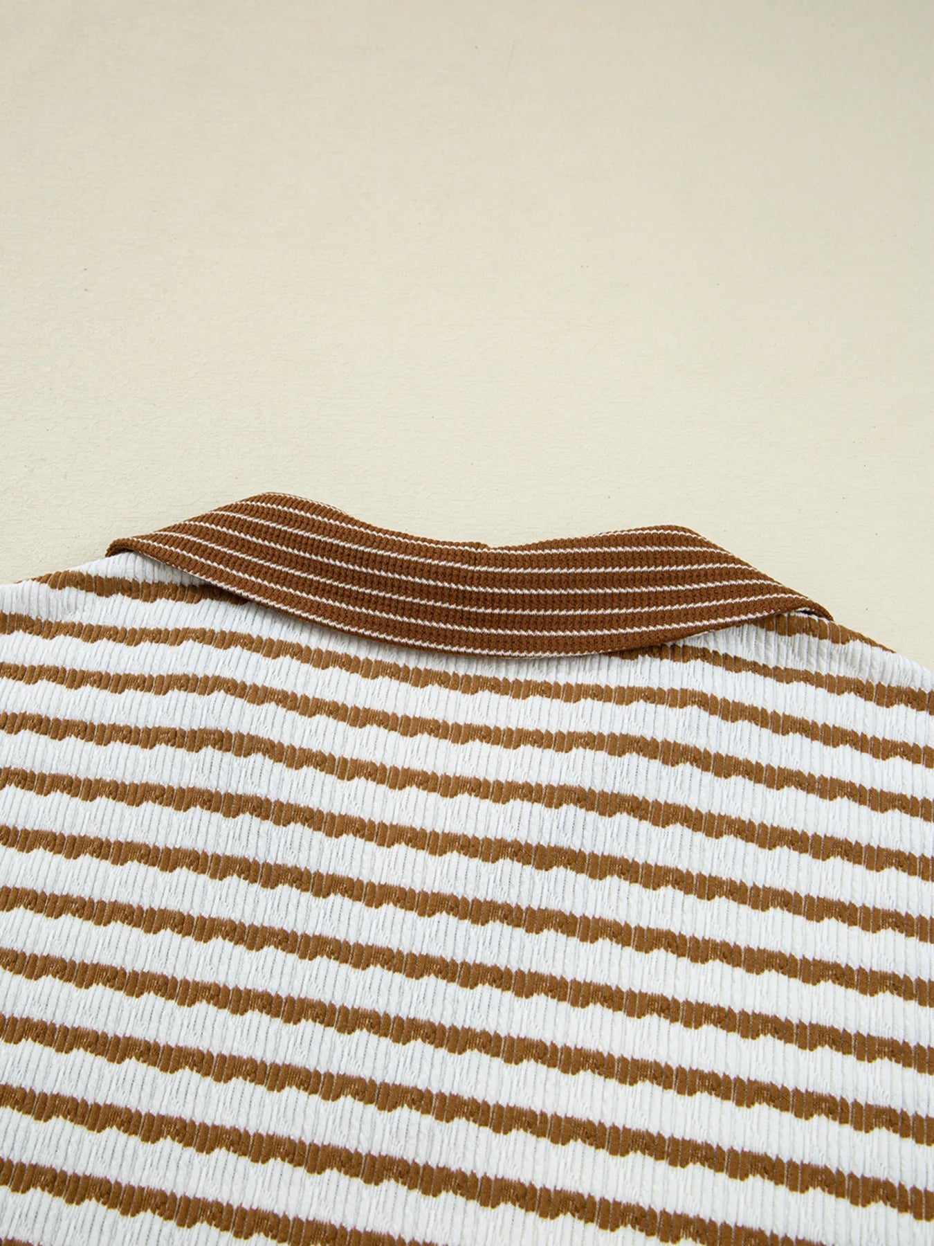 Stripe Collared Top and Drawstring Pant Set -