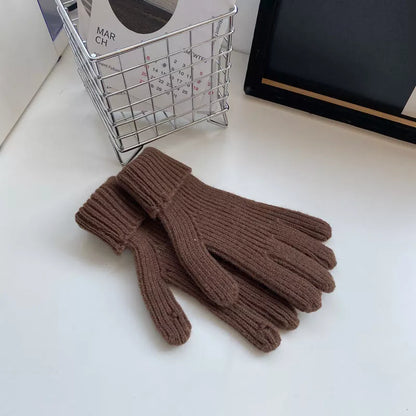 Warm Knitted Winter Gloves - Coffee One Size