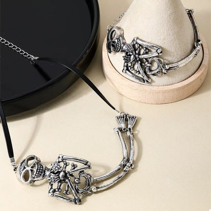 Skull Necklace and Bracelet Jewelry Set -