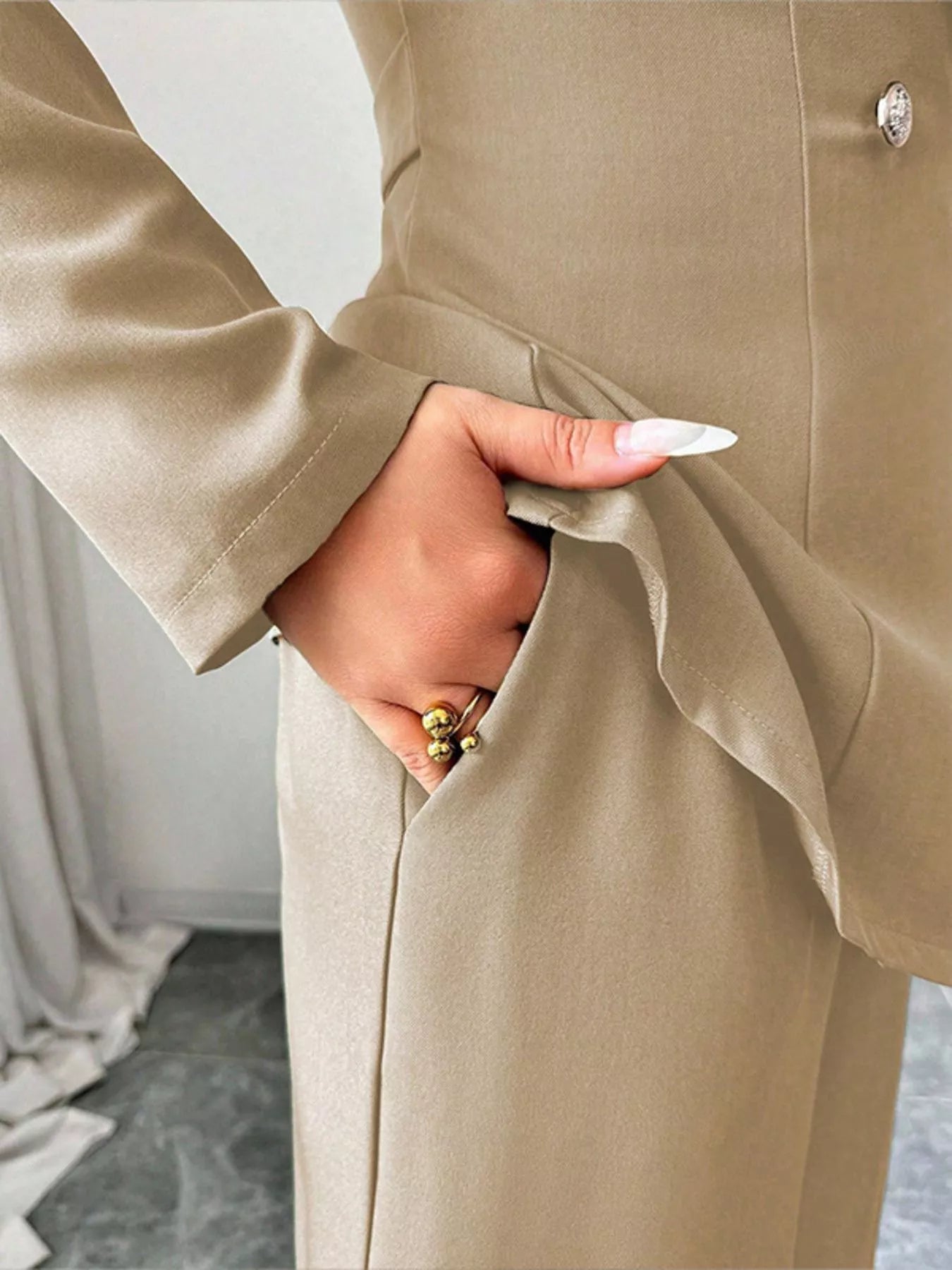 One Button Blazer and Pants Set -