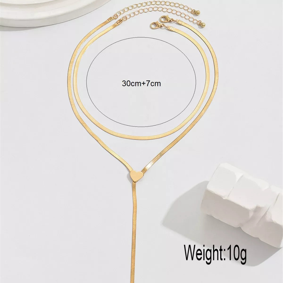2-Piece Gold-Plated Heart Necklace -