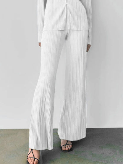 Texture Long Sleeve Top and Pants Lounge Set -