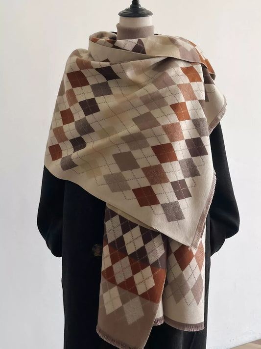 Diamond Pattern Warm Scarf - Style A One Size