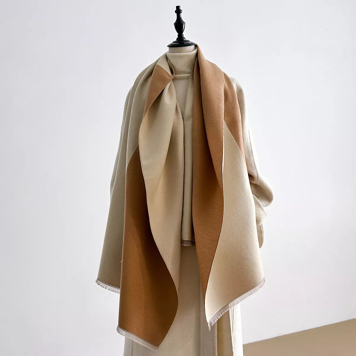 Two-Tone Raw Hem Scarf - Dust Storm One Size