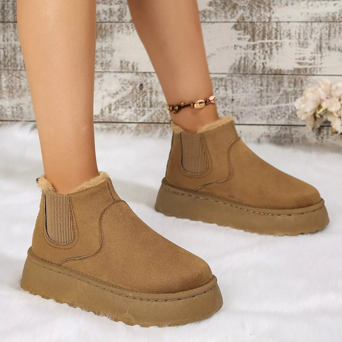 Round Toe Platform Ankle Boots -