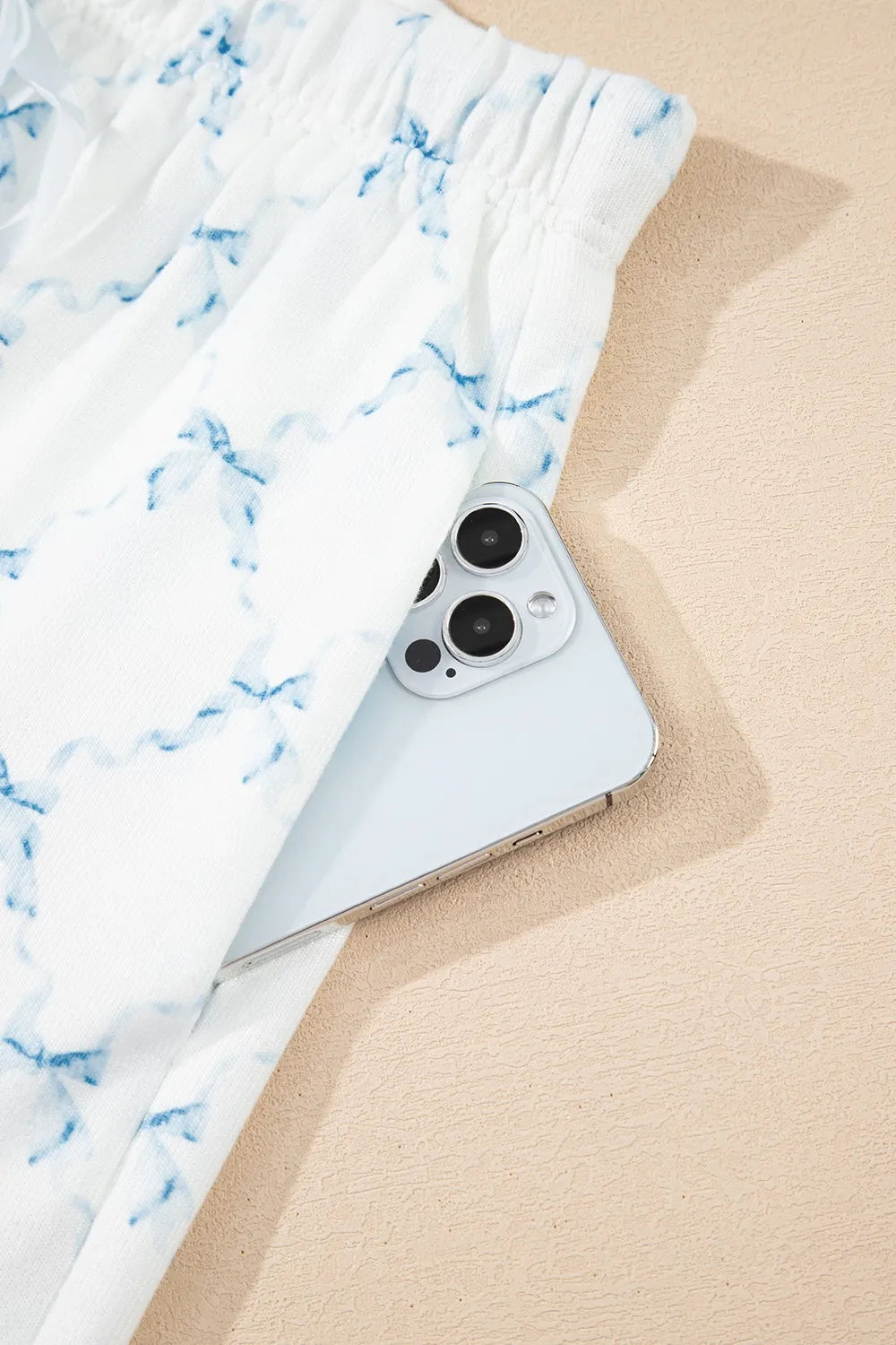 Printed Round Neck Top and Shorts Two-Piece Lounge Set -