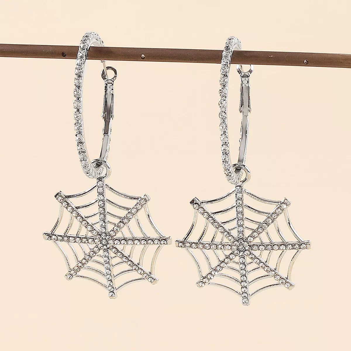 Spider Web Dangle Hoop Earrings -