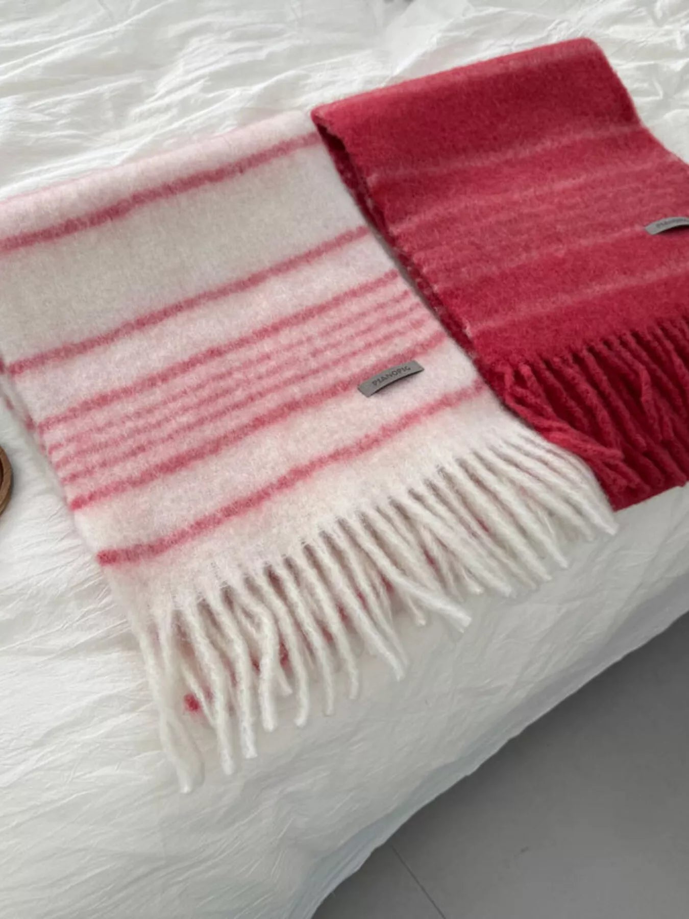 Cozy Striped Fringe Hem Scarf -