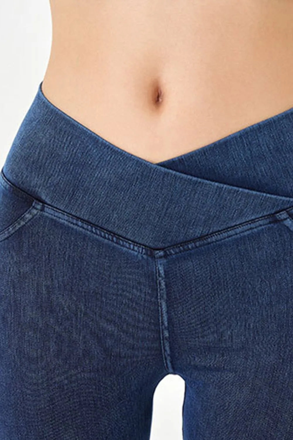 Asymmetrical Waist Denim Shorts -