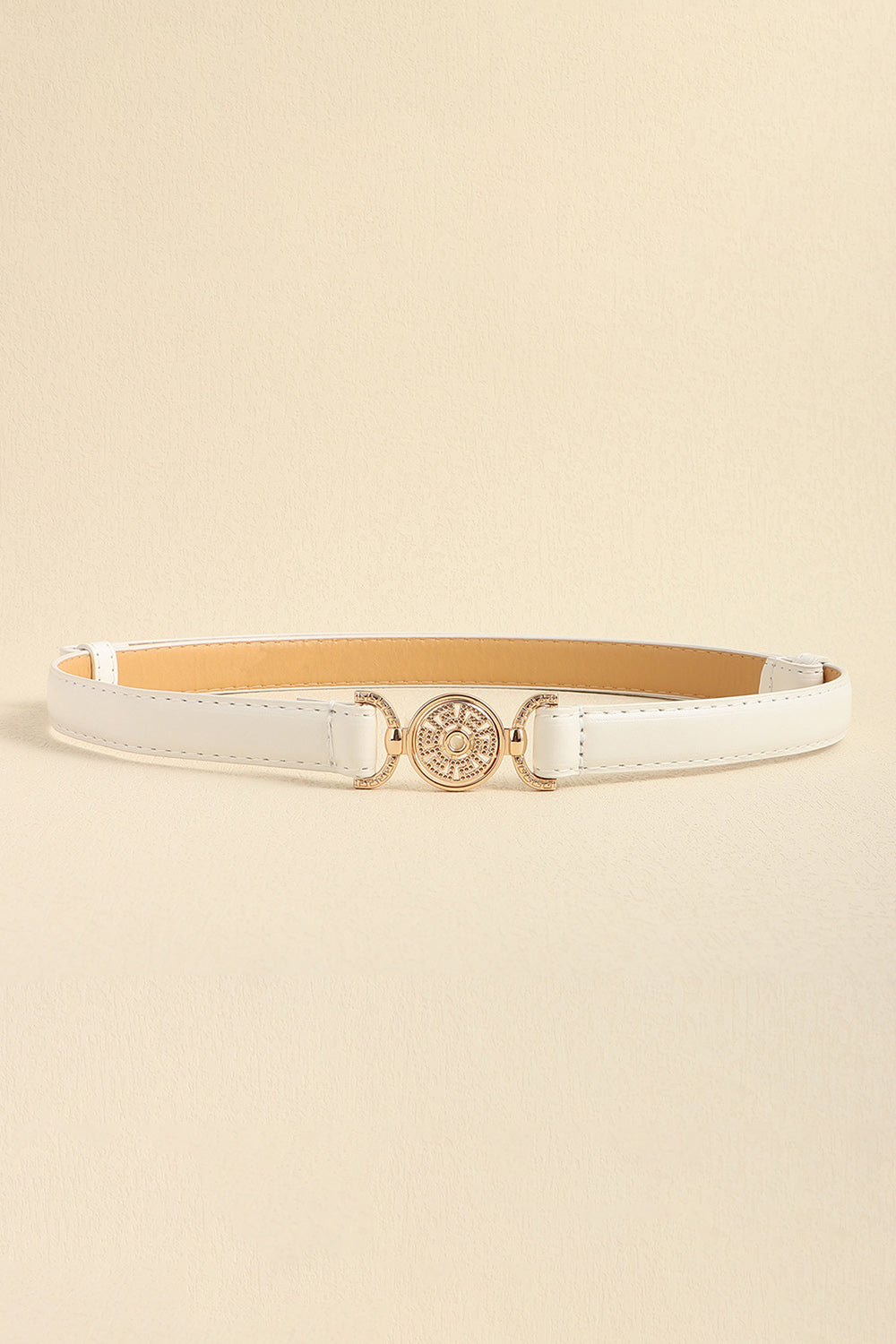 Rhinestone Decor PU Leather Belt - White One Size